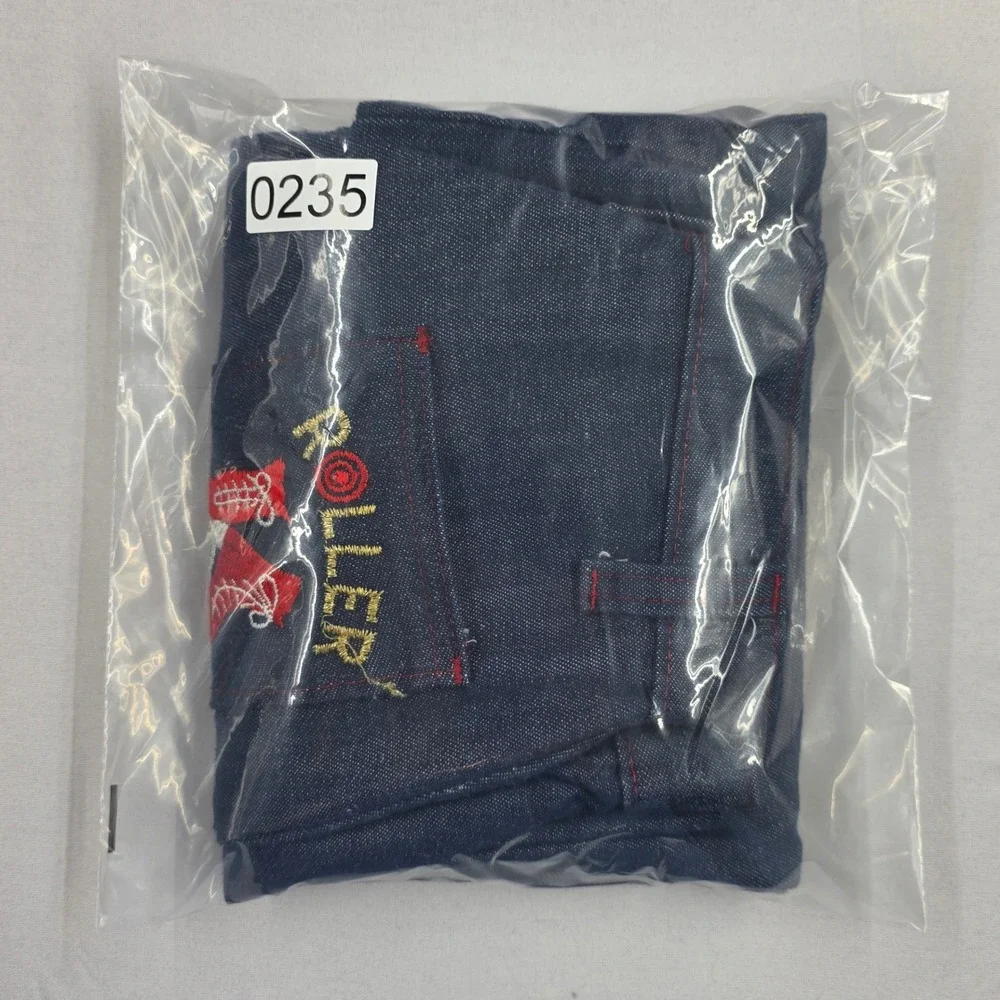 Vintage JC Penney Roller Disco Denim Jeans Dark Wash Red Stitching Girls 14